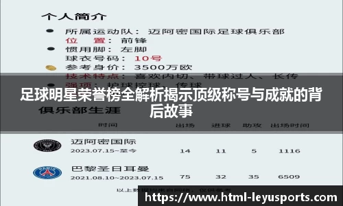 足球明星荣誉榜全解析揭示顶级称号与成就的背后故事